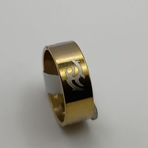 Men's Gold Tribal Engraved Stainless Steel Band Ring Size 9 (China Size 18) New